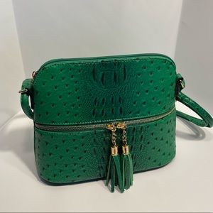 Green Faux Gator Shoulder Bag
